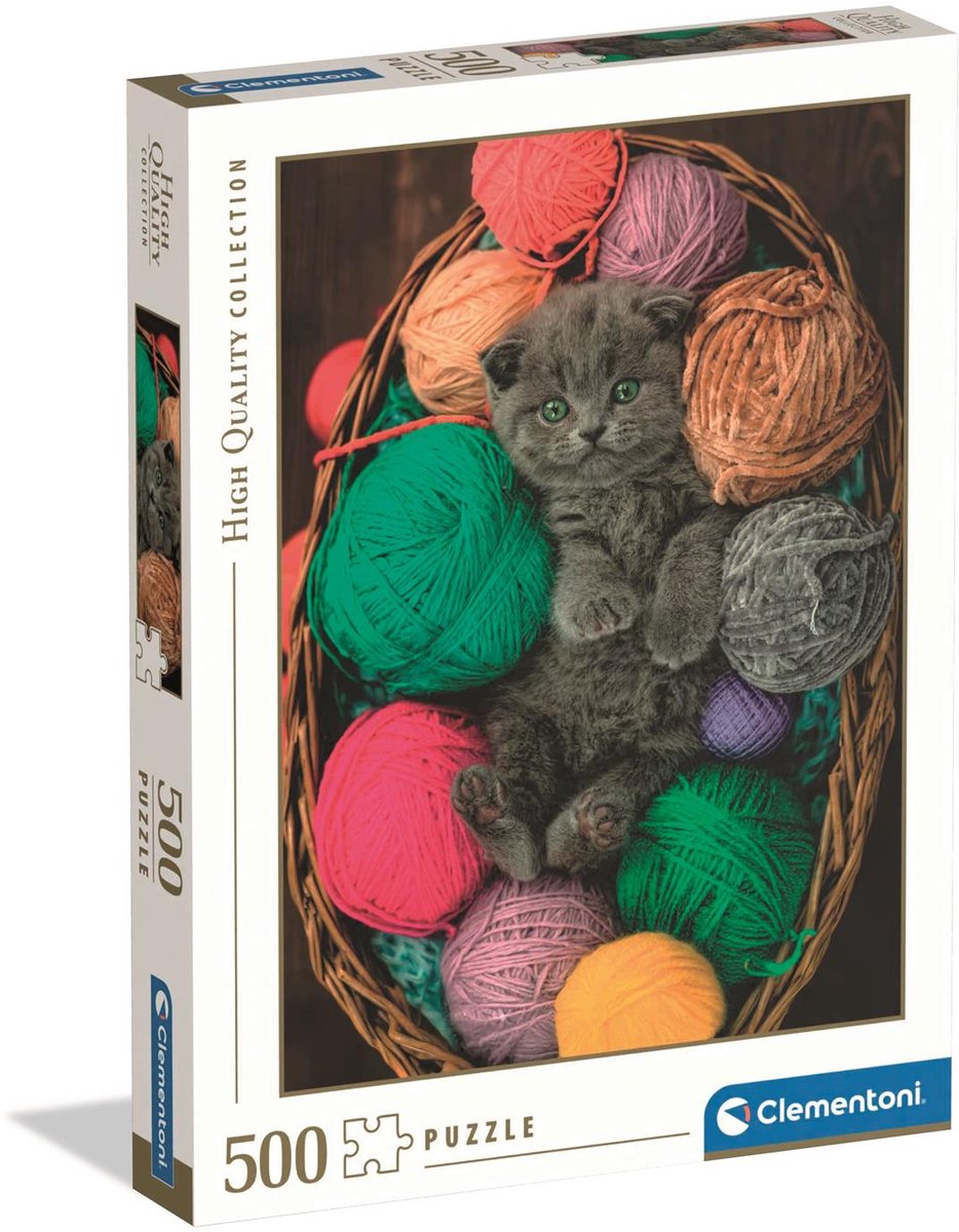 Clementoni legpuzzel fluffy kitten - puzzel 500 stukjes katten - high quality collection - puzzels en legpuzzels voor volwassenen