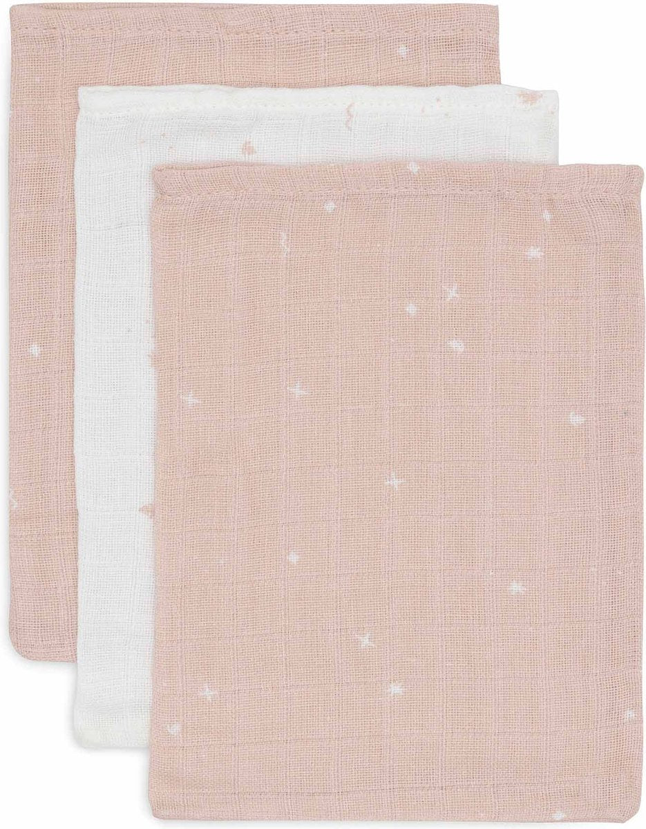 Jollein - baby hydrofiel washandje - katoen - 3 stuks - twinkling wild rose - baby washand, hydrofiele washandjes -15x20cm