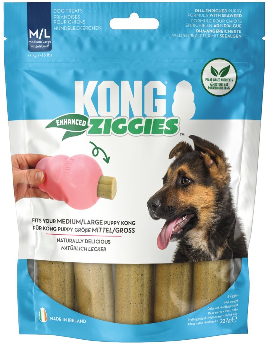 Kong ziggies puppy - hondensnacks - natural 227 g 5 stuks m l