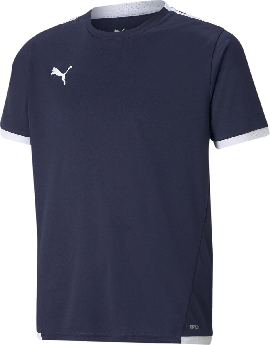 Puma teamliga jersey jr unisex sportshirt - peacoat- white