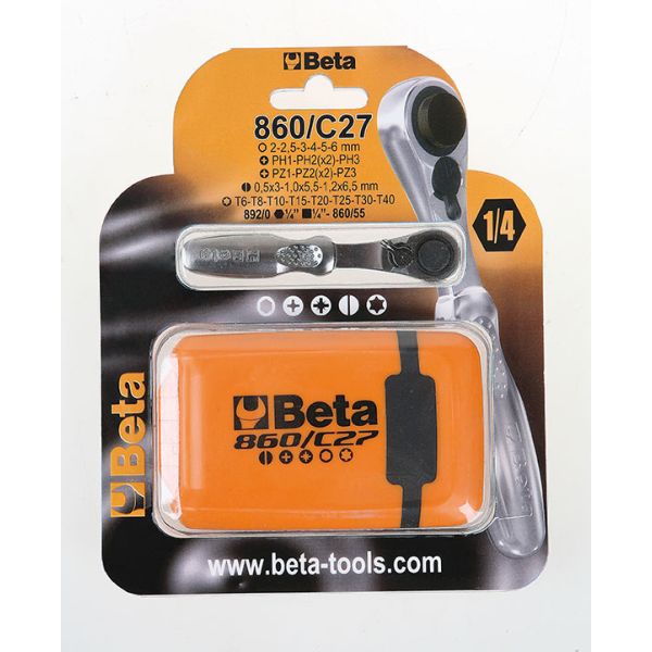 Beta Ratchet Tools 860 C27 with Screwdriver Bit Set 27-piece in Box