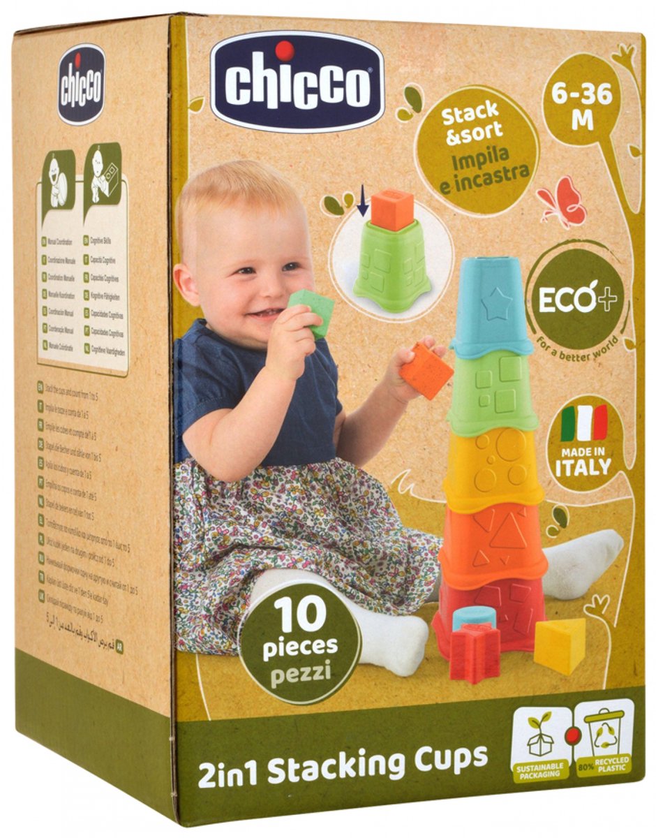 Chicco 2 in 1 stapelbekers eco+ gemaakt van 80% gerecycled plastic!