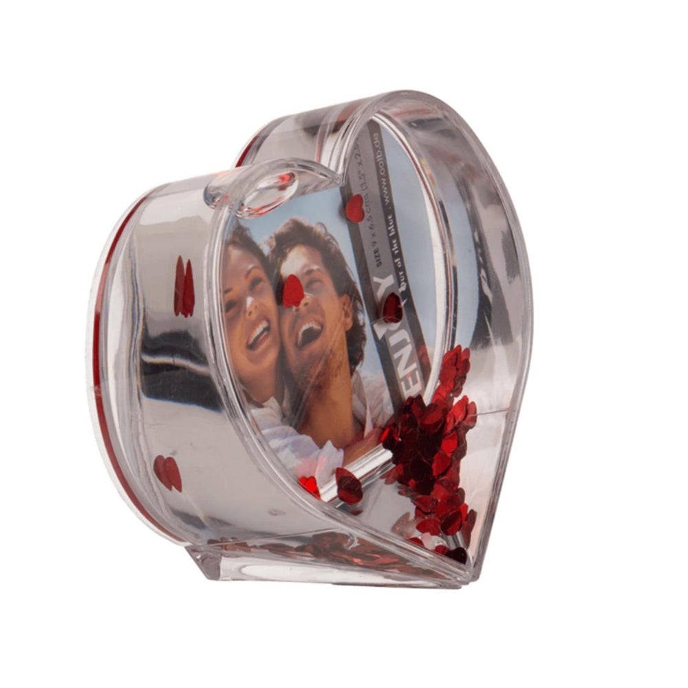 Ootb 3d-acryl glitter hart waterbol voor foto 9x9cm