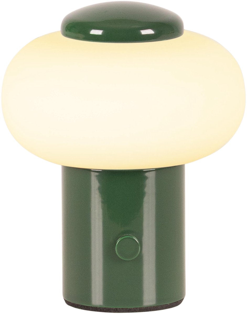 Lucide gustav - oplaadbare tafellamp - accu batterij - ø 8 cm - led dimbaar - 1x0,8w 2700k - groen | essential