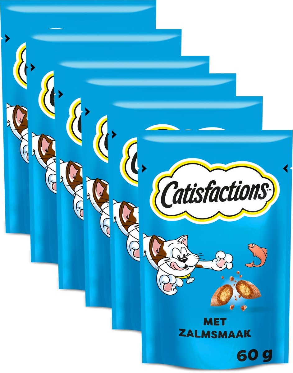 Catisfactions snacks - kattensnoepjes - zalm - 6 x 60g