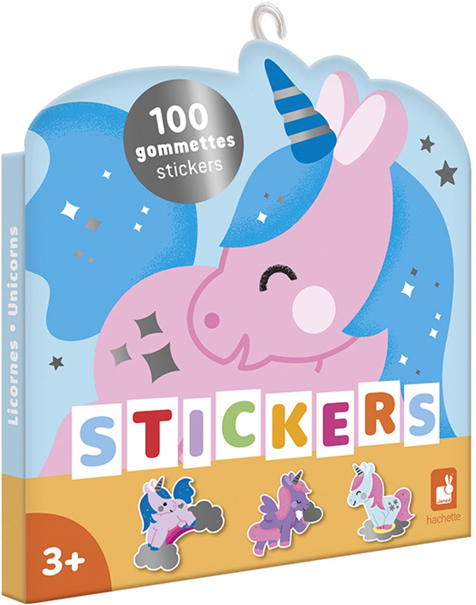 Janod - stickerboek - unicorn - 100 stickers