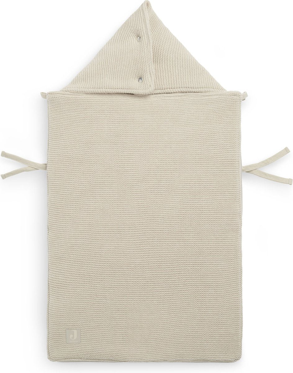 Jollein - voetenzak voor autostoel kinderwagen (nougat) - basic knit - katoen - polyester - footmuff maxi cosi, kinderwagen of autostoel - 42x82cm