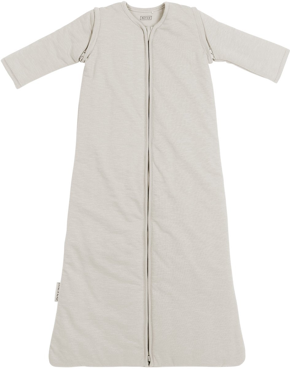 Meyco baby slub baby slaapzak met afritsbare mouwen - greige - 110cm - 2.5 tog