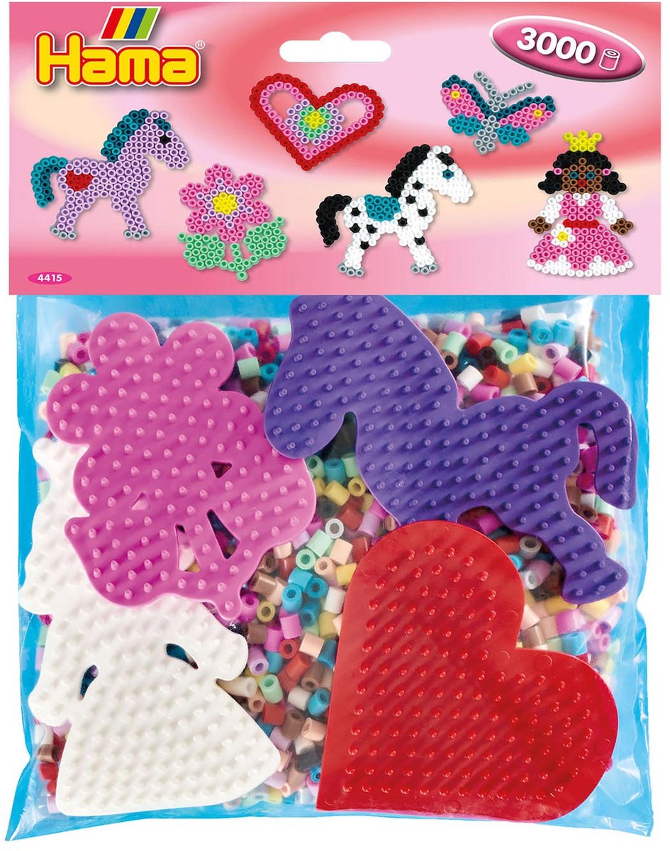 Hama strijkkralen paarden en prinses met 4 grondplaten 3000 stuks
