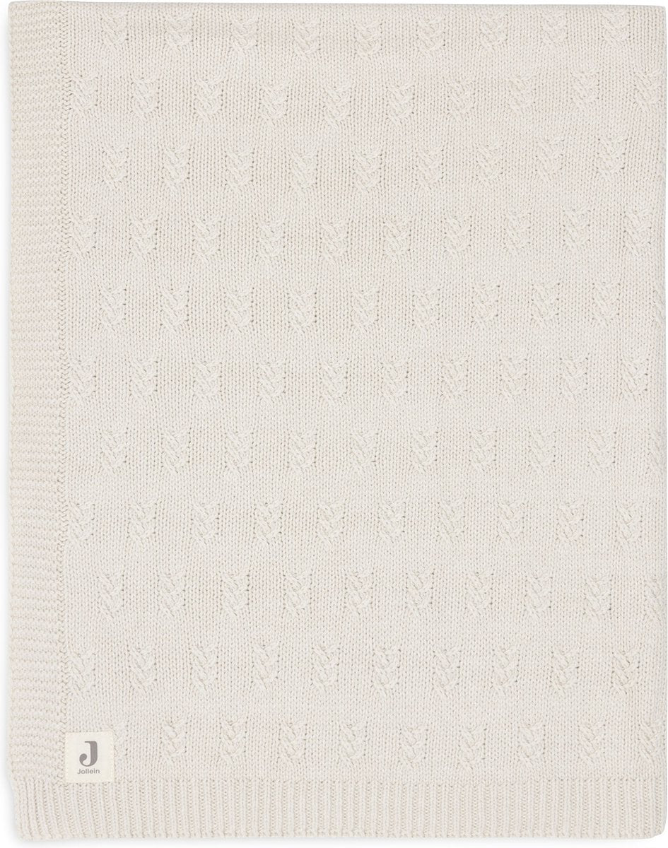 Jollein - deken ledikant 100x150cm - dekentje baby - grain knit - oatmeal