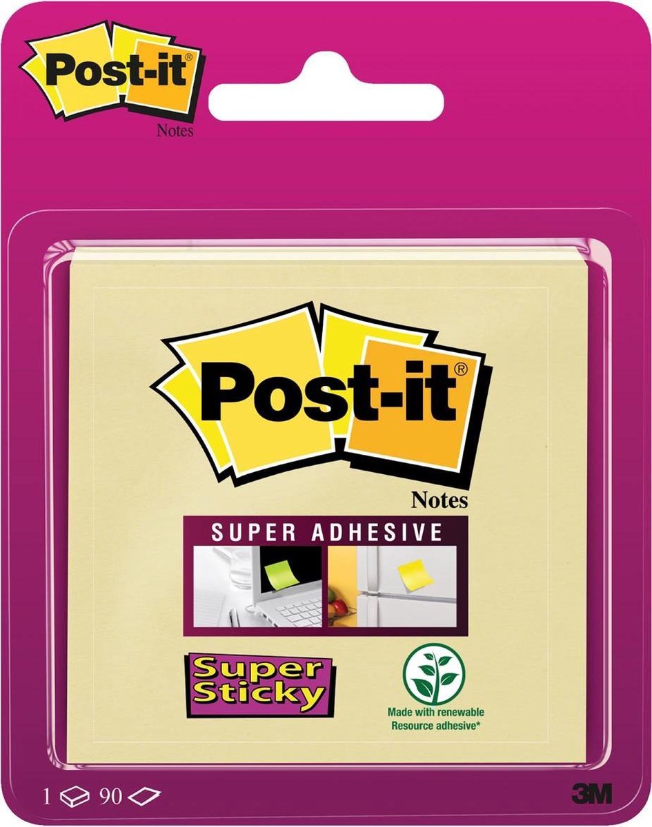 Post-it memoblok 6920 super sticky 76x76mm geel