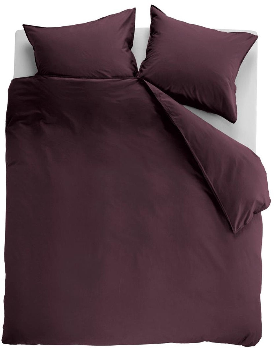 Ambiante cotton uni dekbedovertrek - effen - lits-jumeaux - 240x200 220 - donker rood
