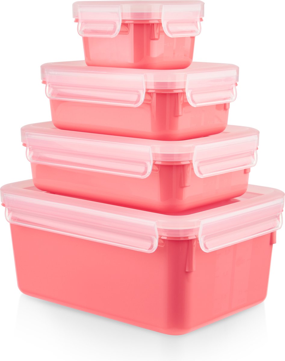 Tefal masterseal colour voorraaddozenset 4-delig roze (0,2l, 0,55l, 0,8l, 2,2l)