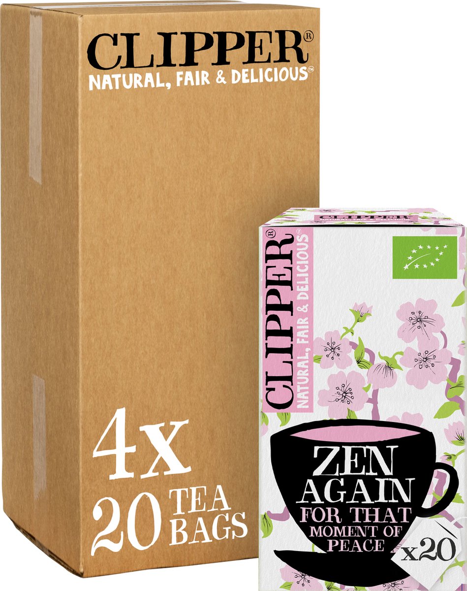 Clipper thee clipper - biologische thee - zen again - citroengras eucalyptus - 4 x 20 theezakjes
