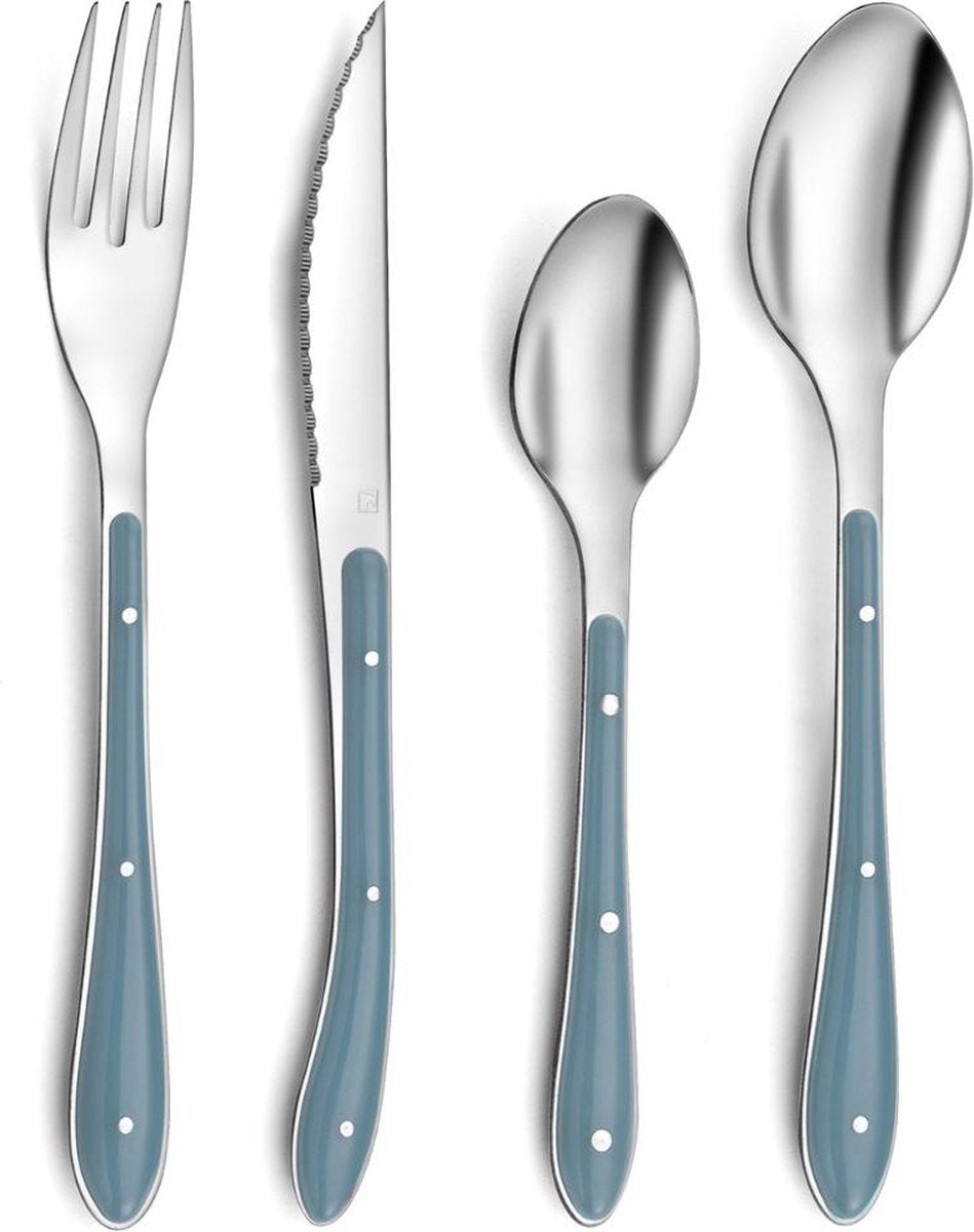 Amefa bestek bistro blauw metaal (24 pcs)