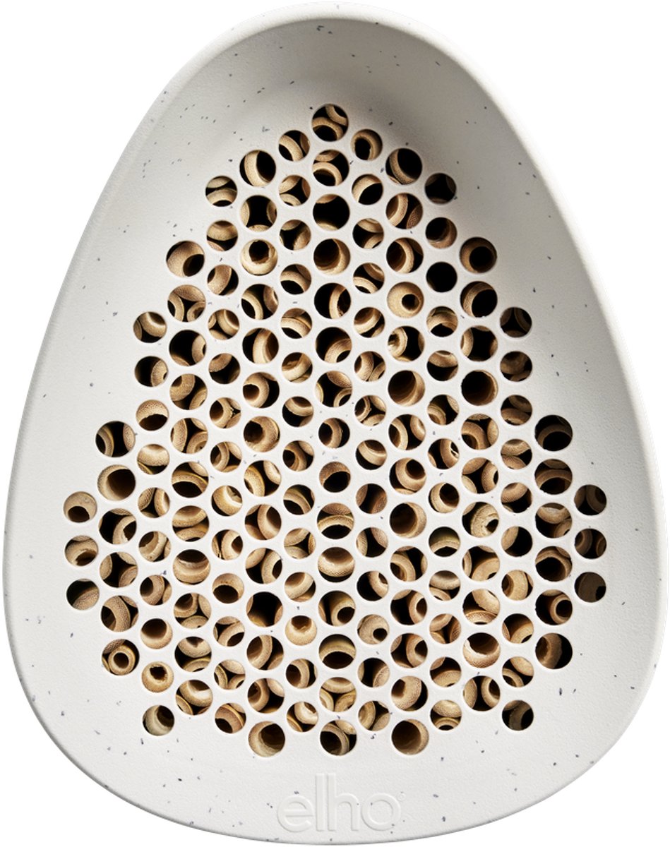 Elho essential bee hotel 18cm - bijenhotel - modern design - 100% gerecycled plastic - l18 x b21.1 x h23 cm - fibrous grey