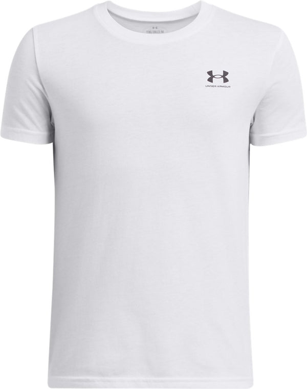 Under armour ua b sportstyle lc ss unisex sportshirt - wit - zwart 128