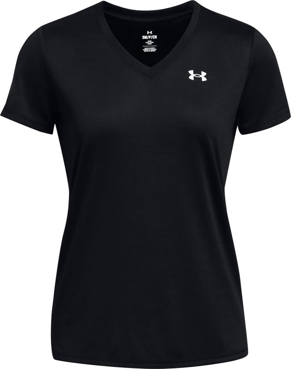 Under armour tech ssv- solid-blk dames sportshirt - zwart - wit l