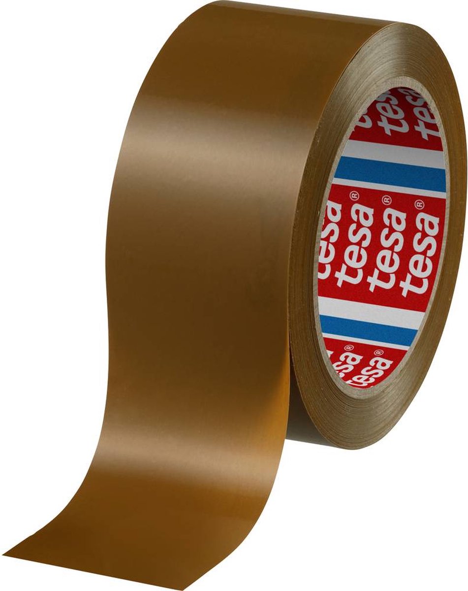 Tesa pakkingstape pvc bruin 66m x 50mm - sterk en betrouwbaar