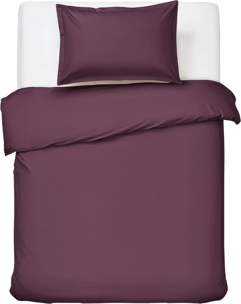 Hush. living hush living - dekbedovertrek 100% katoen - 144tc - soepel en ademend - 140x220+20cm - 60x70cm kussensloop - met bevestigingslusjes - bordeaux