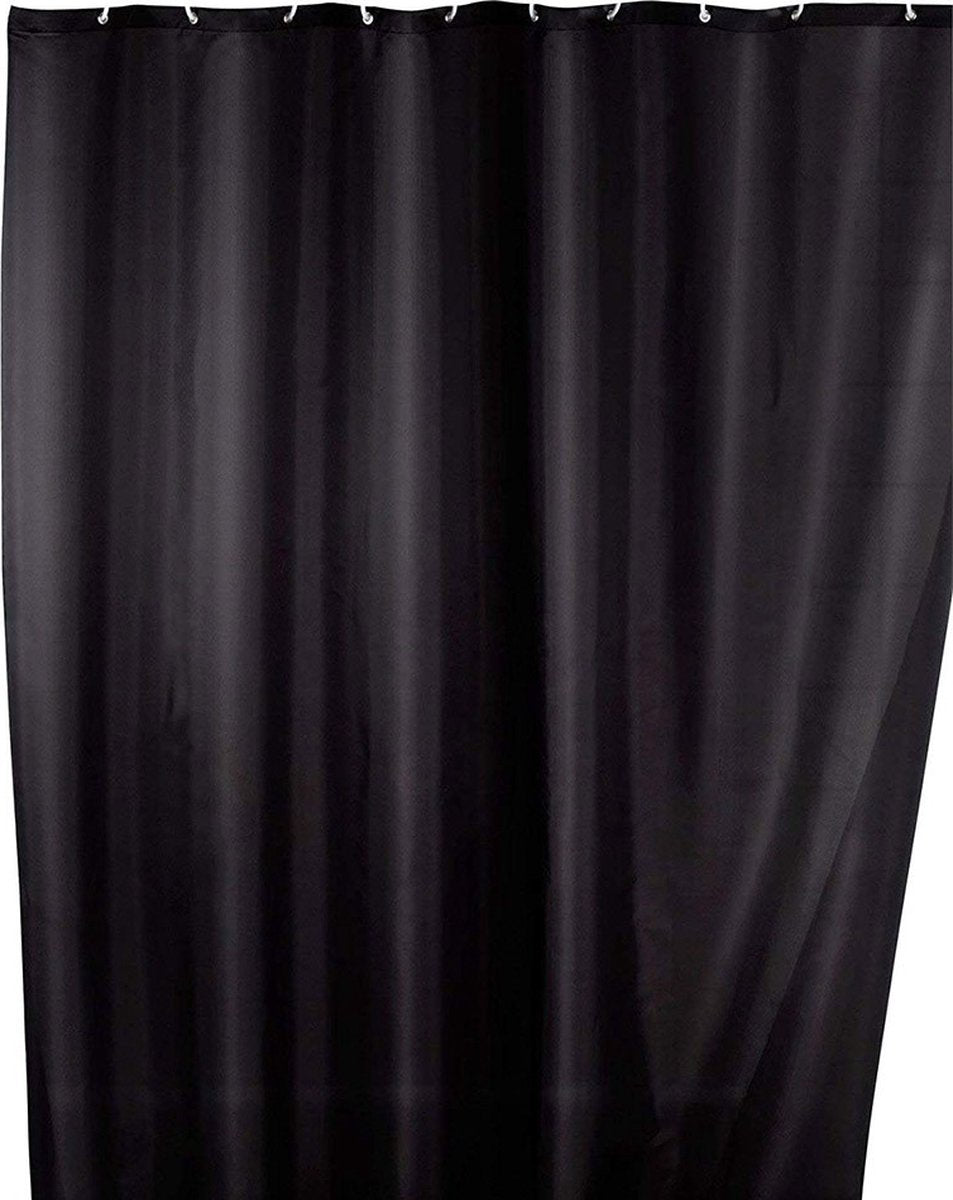 Wenko anti-schimmel douchegordijn zwart 180x200cm polyester - inclusief ophangringen - waterdicht - wasbaar - sneldrogend