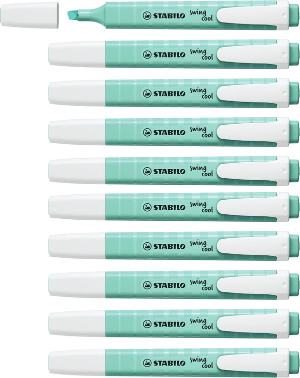 Stabilo swing cool - markeerstift - perfect voor onderweg - pastel - vleugje turquoise - doos 10 stuks