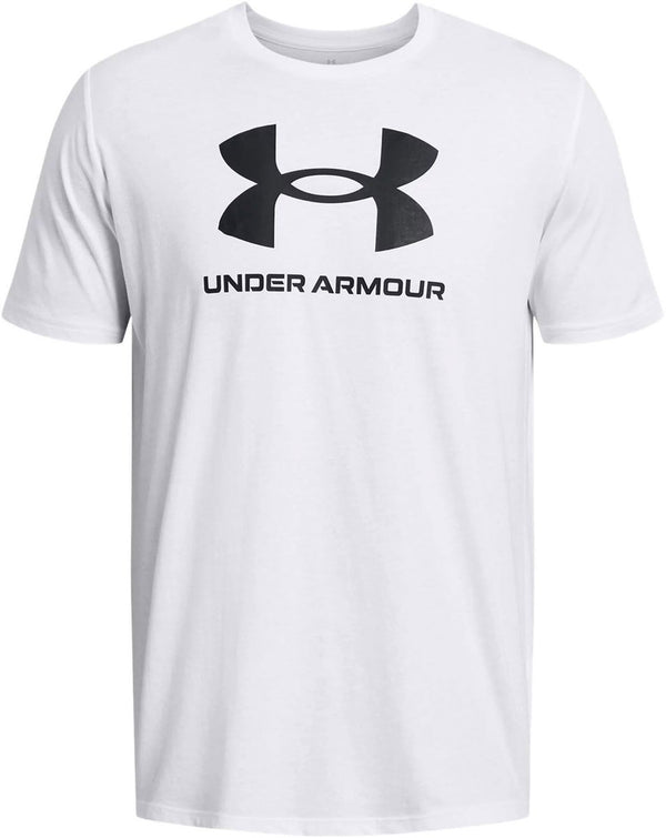 Under armour ua sportstyle logo update ss-wht heren sportshirt - wit - zwart xxl