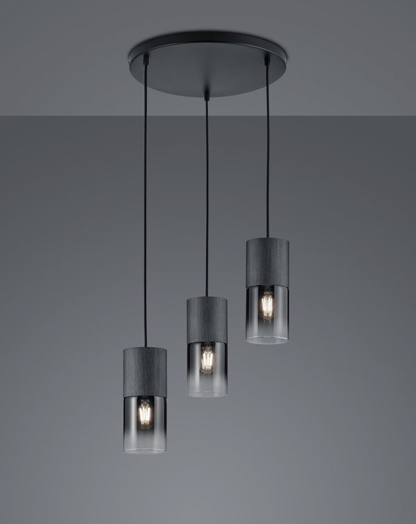 Trio robin - hanglamp - zwart mat - excl. 3x e27 28w