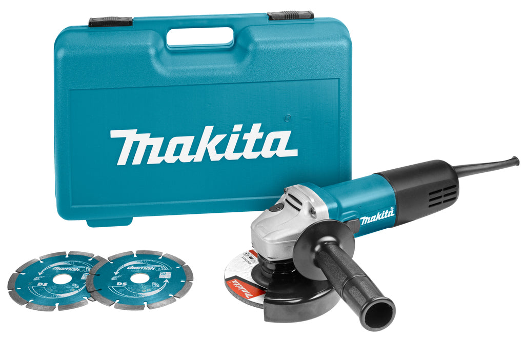 Makita 9558hnrgk2 haakse slijper | 125mm 840w | + 2 diamantschijven - 9558hnrgk2