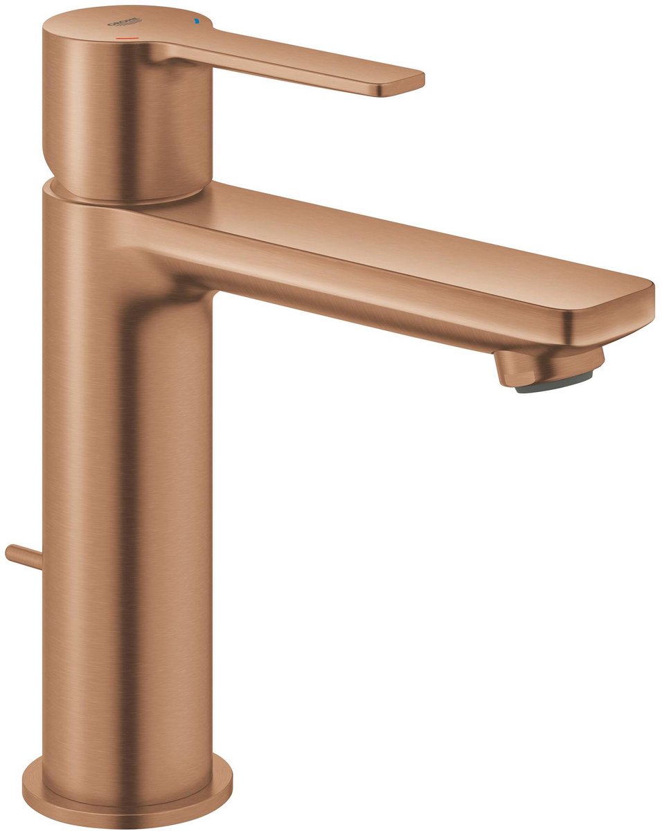 Grohe lineare new s-size wastafelmengkraan – met trekwaste – ecojoy – fastfixation plus – geborsteld warm sunset