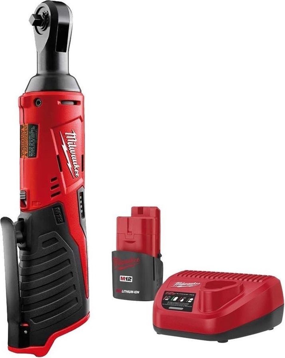 Milwaukee m12 ir-201b 12v li-ion accu haakse ratelsleutel set (1x 2.0ah accu) in tas - 40nm - 1 4