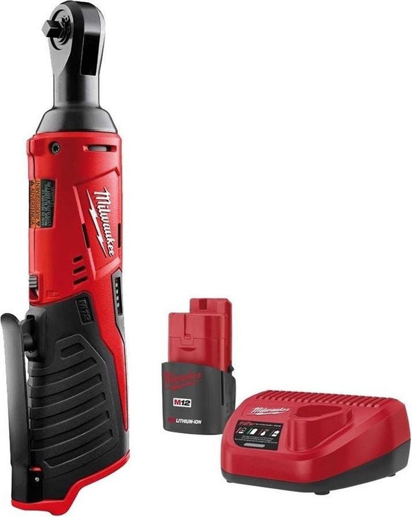Milwaukee m12 ir-201b 12v li-ion accu haakse ratelsleutel set (1x 2.0ah accu) in tas - 40nm - 1 4
