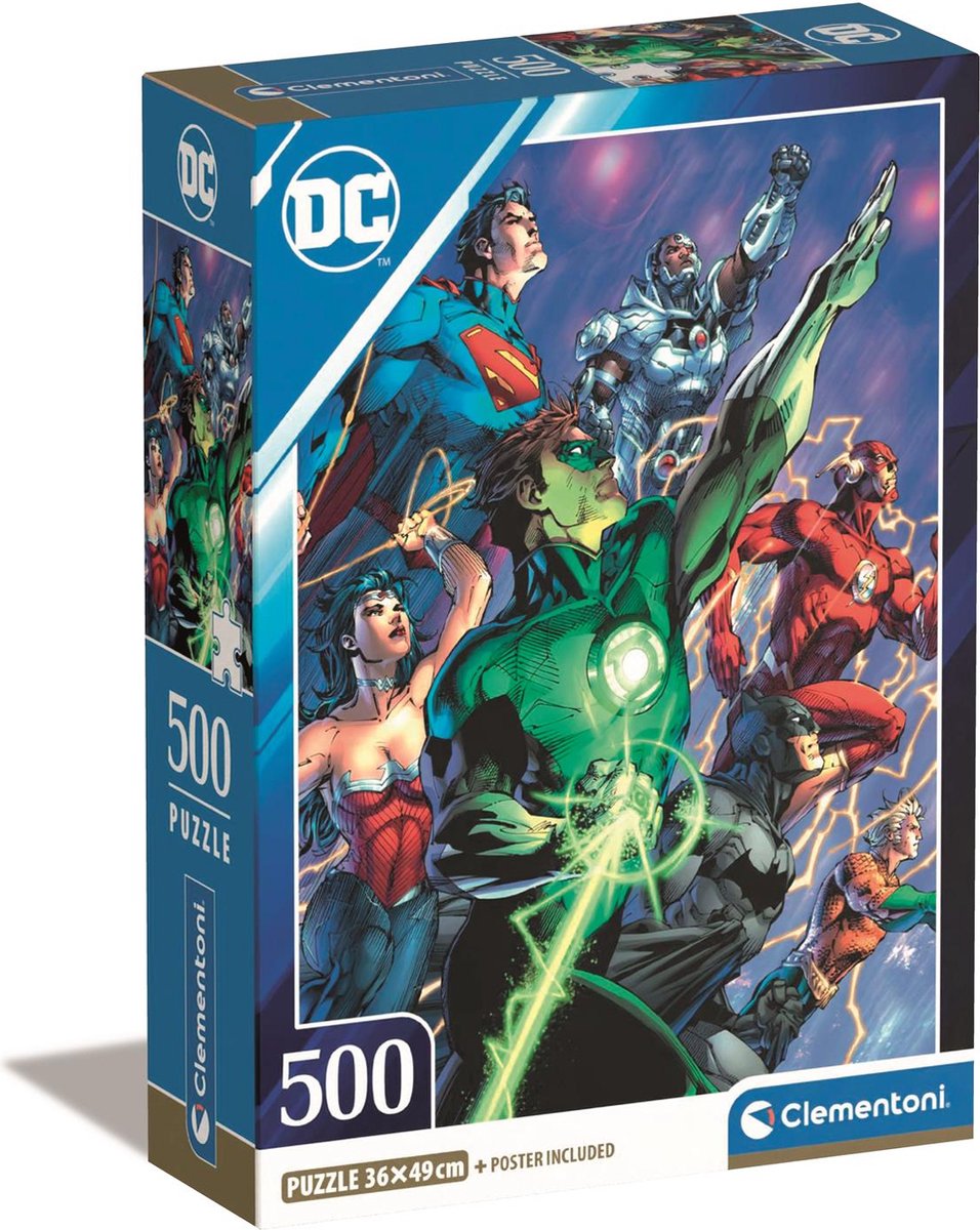 Clementoni - puzzel - 500 stukjes - dc comics - compact box - high quality collection