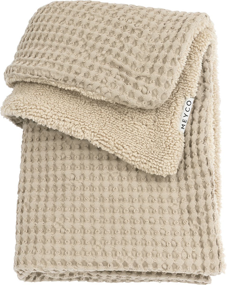 Meyco baby wafel teddy wiegdeken - sand - 75x100cm - 2.0 tog
