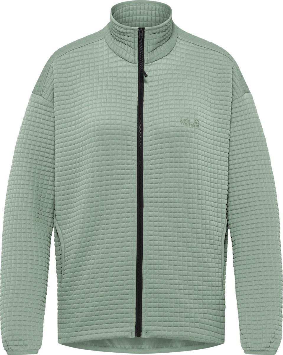 Jack wolfskin mogari fleecejack dames - dames lange rits fleece - green zinnia