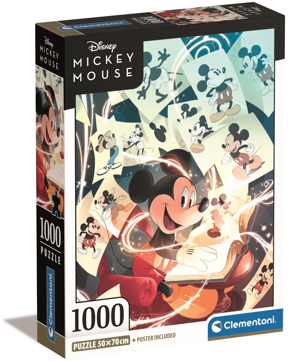 Clementoni - puzzel - 1000 stukjes - disney mickey mouse - tekenaar - met poster - vanaf 14 jaar