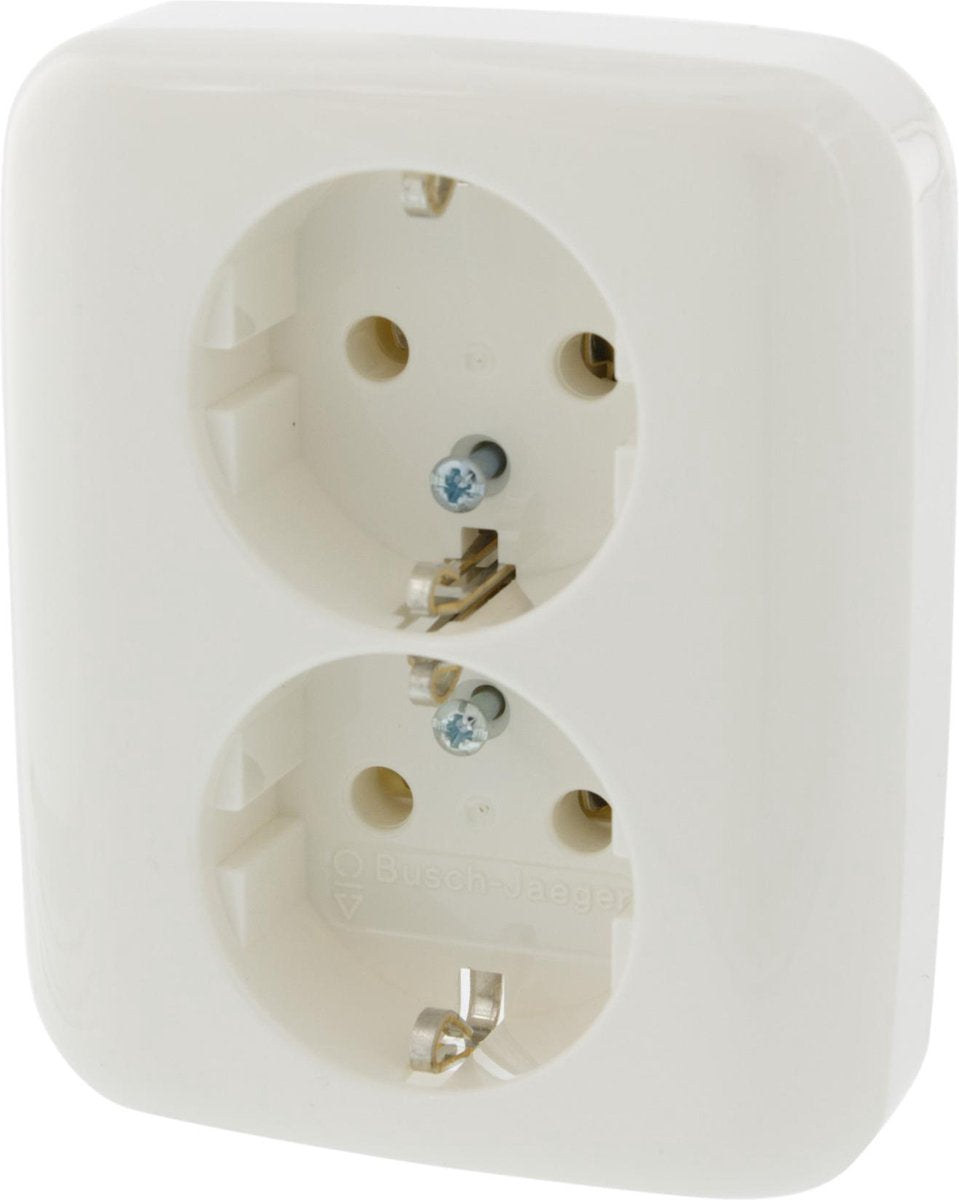 Busch-jaeger reflex inbouw stopcontact met randaarde - 2-voudig - polarwit