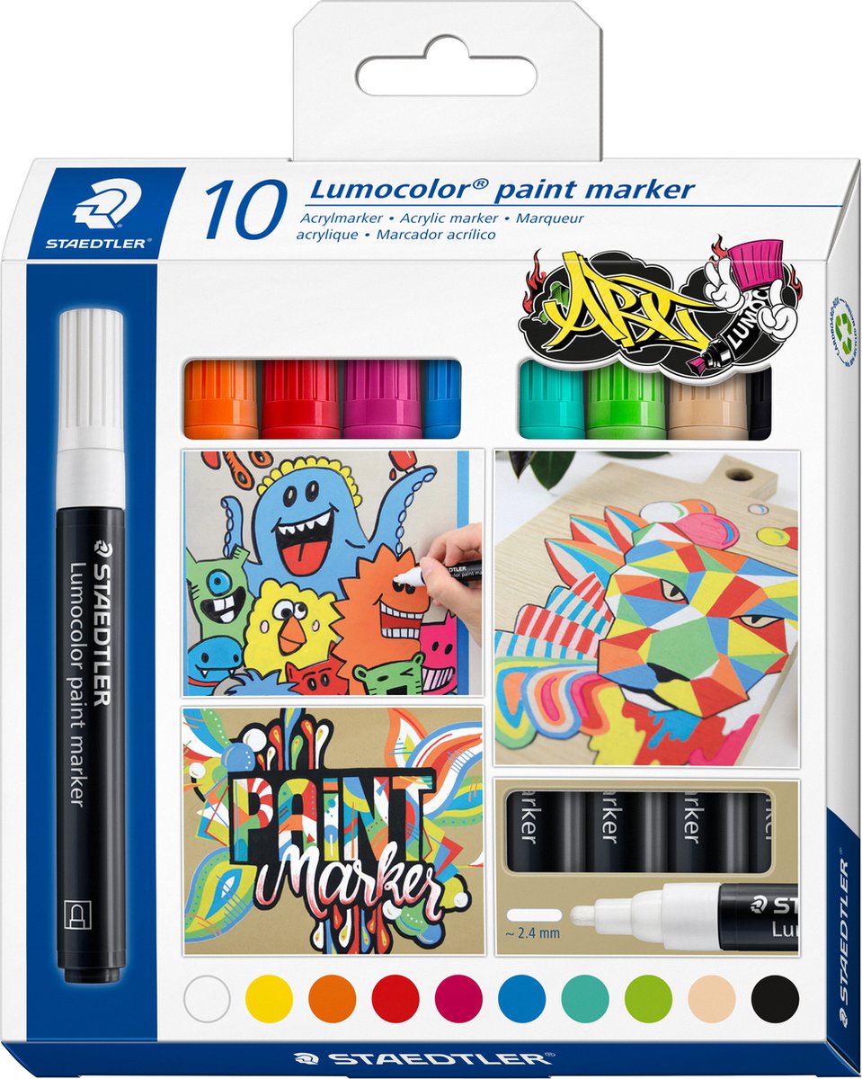 Staedtler lumocolor paint marker set 10 kleuren