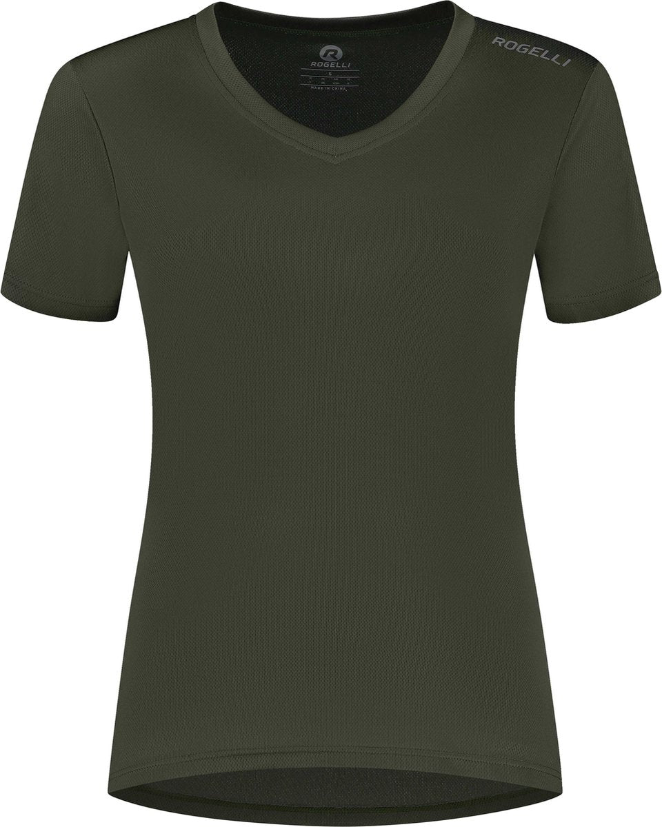 Rogelli promo hardloopshirt dames - korte mouwen - legergroen - s