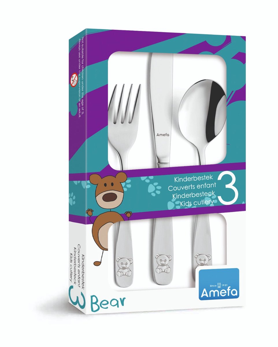 Amefa kinderbestekset 3-delig cadeauverpakking bier