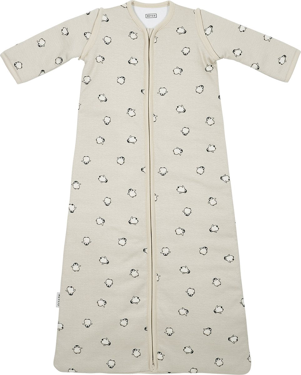 Meyco baby penguin baby slaapzak met afritsbare mouwen - soft sand - 70cm - 2.5 tog