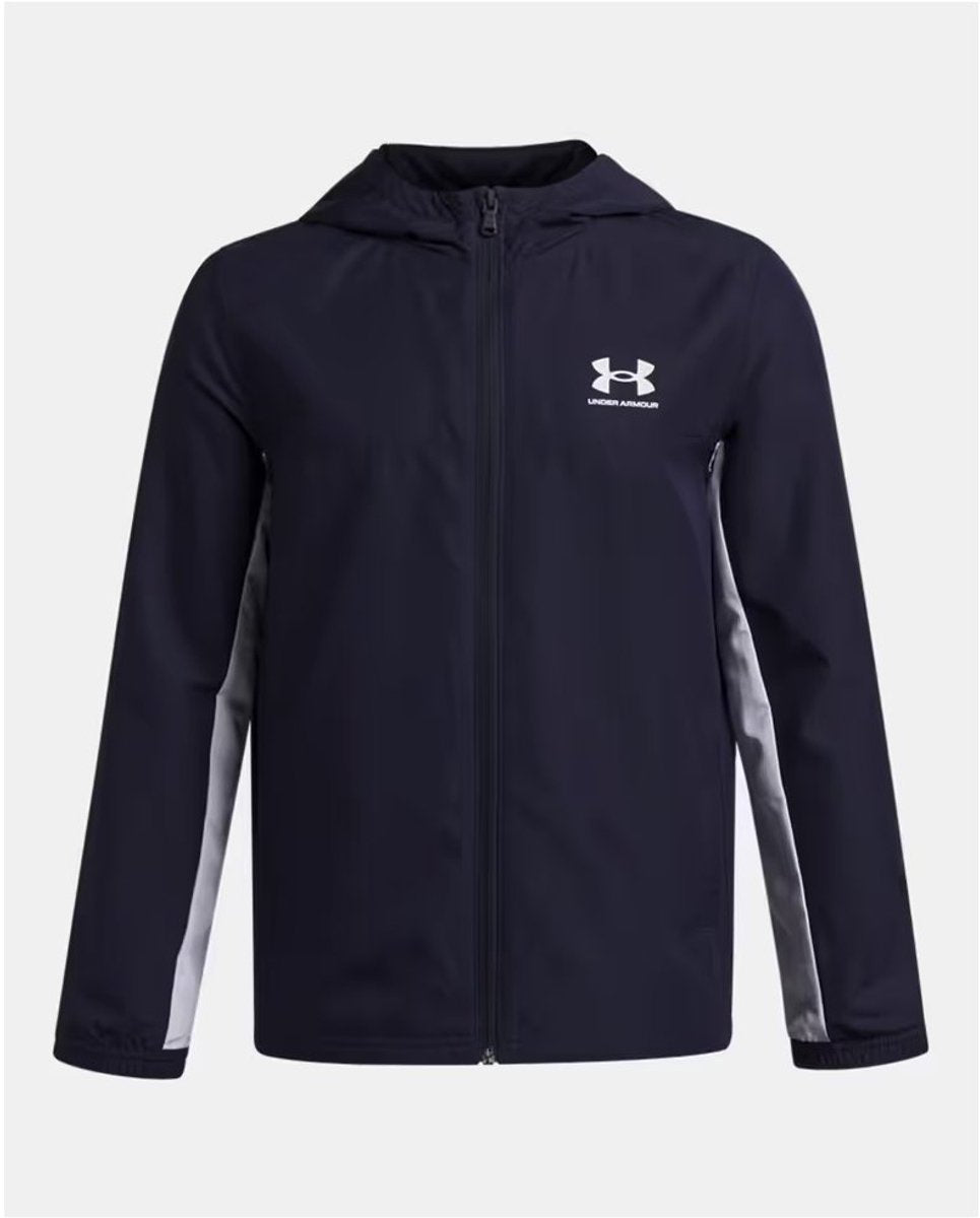 Under armour ua b rival wvn jacket-blu jongens sportshirt - midnight navy - wit