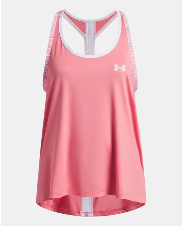 Under armour tech knockout tank-pnk meisjes sportshirt - bittersweet roze - wit 140