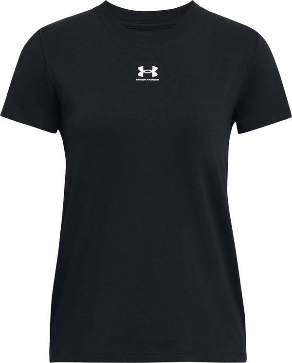 Under armour ua rival core ss-blk dames sportshirt - zwart - wit s