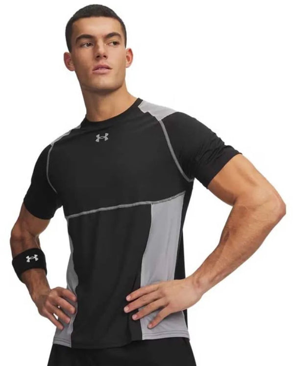 Under armour ua hg elite fitted ss-blk heren sportshirt - ultimate zwart steel reflective l