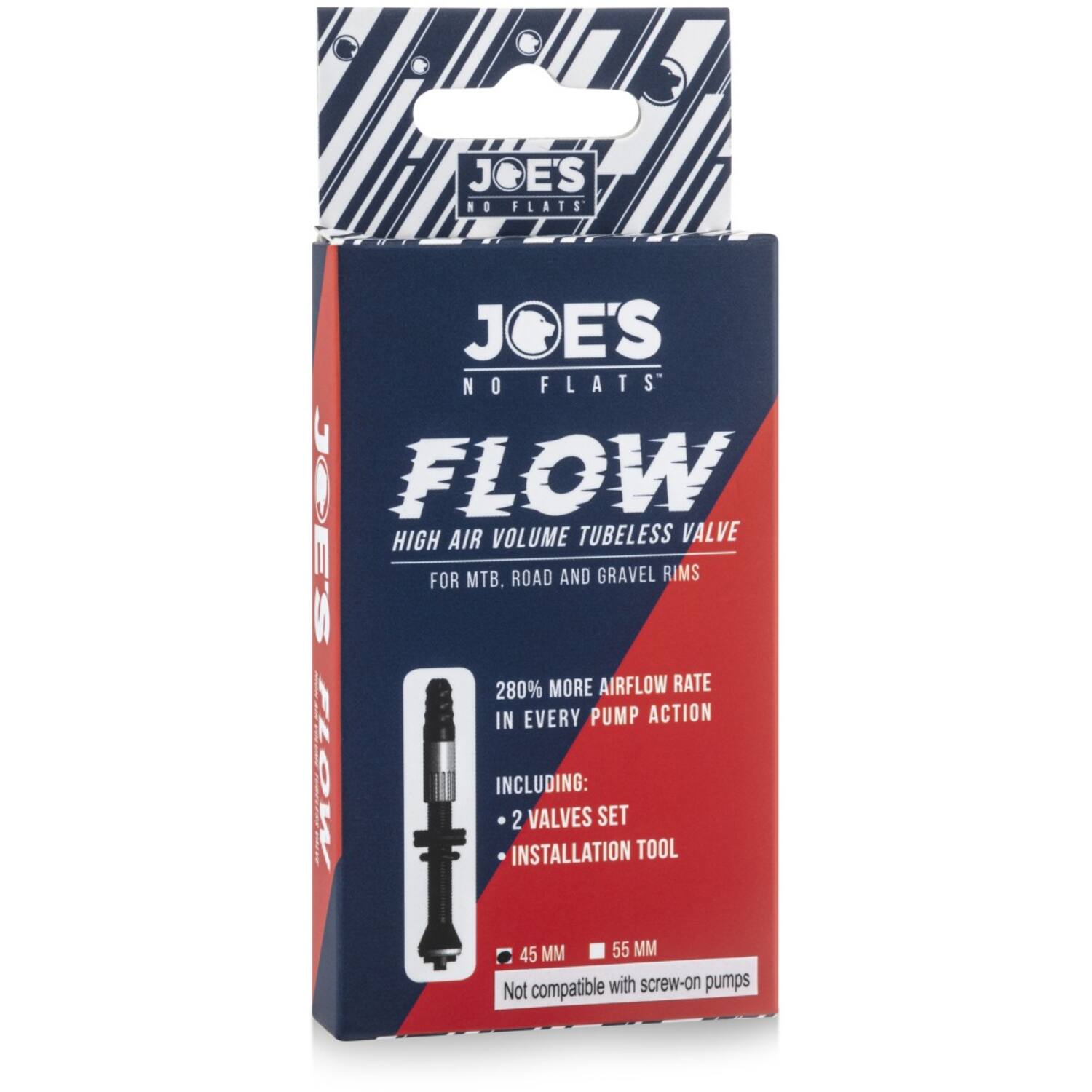 Joe's no flats - tubeless ventiel flow hoog luchtvolume 45mm 2 stuks