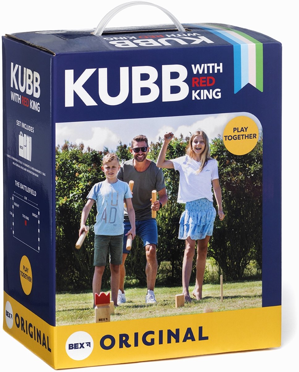 Bex kubb original rubberhout met rode koning