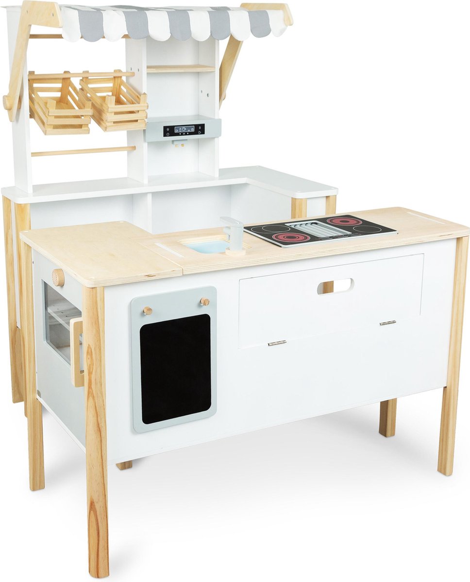 Small foot - wooden shop white with cash register and conveyor belt