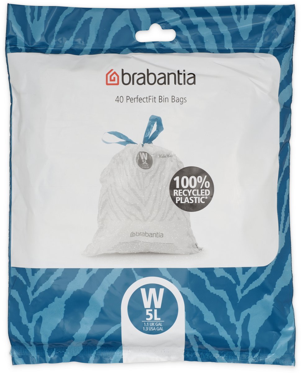 Brabantia perfectfit vuilniszakken - 5 l - code w - 40 stuks