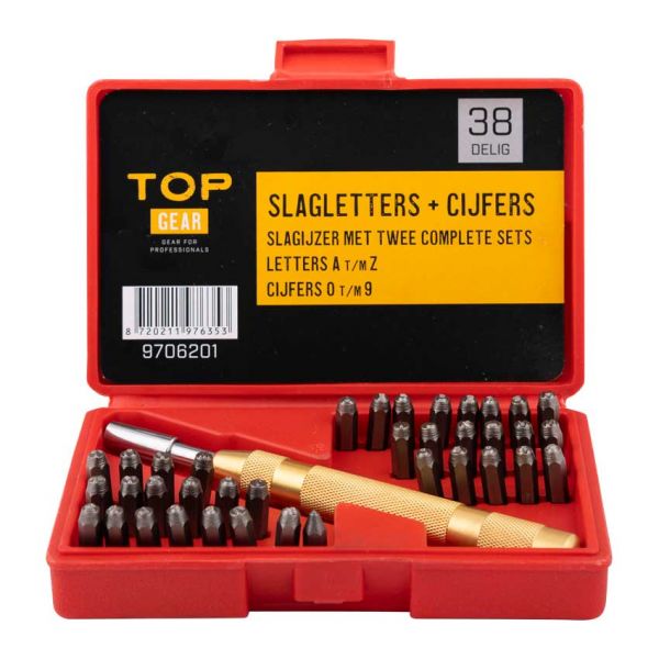 TOPGEAR Estampage lettres + chiffres 38 pièces